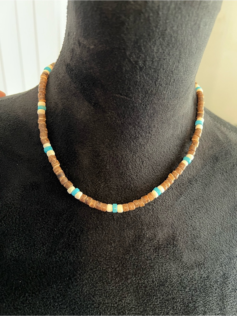 Handcrafted Brown and Turquoise Beaded Necklace